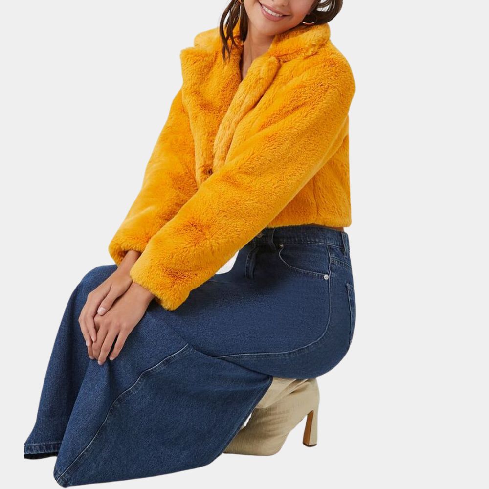 Only Murders in the Building Selena Gomez aka Mabel Mora Yellow Cropped Jacket - Side View