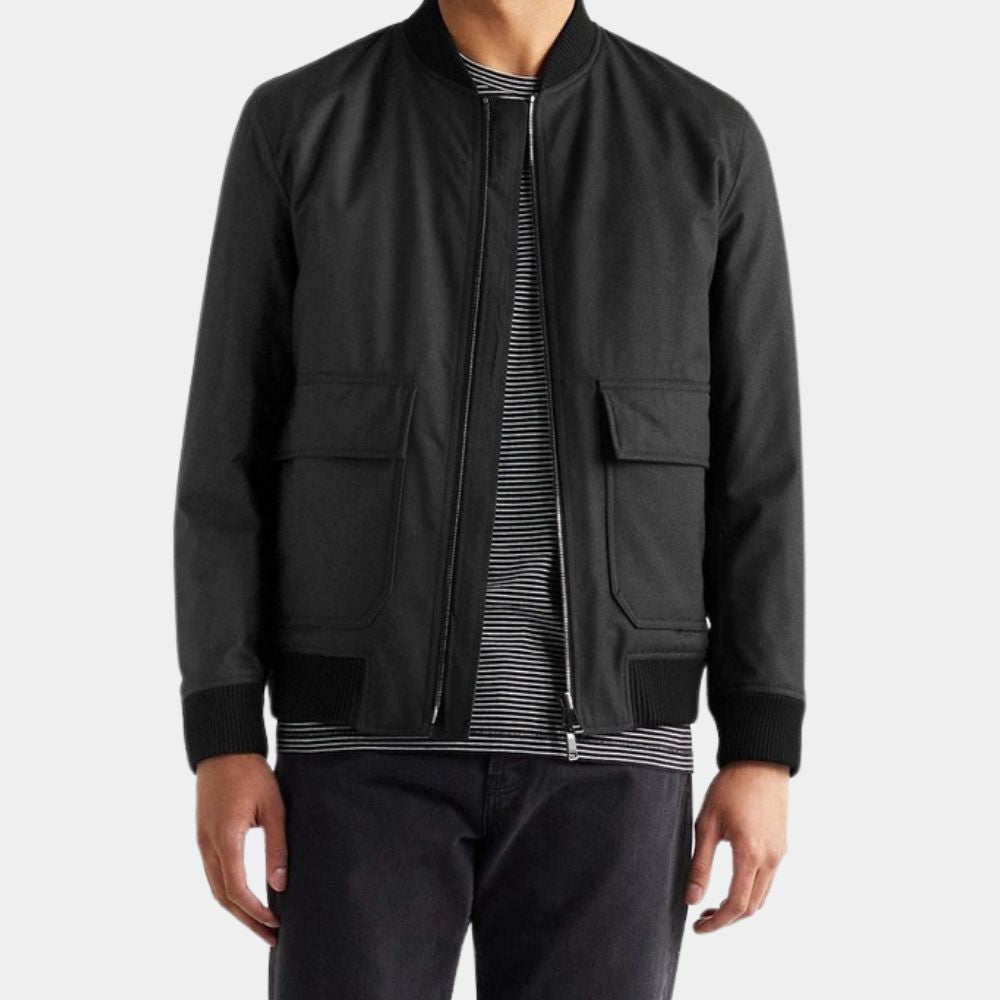 Paradise Sterling K. Brown aka Xavier Collins Black Bomber Jacket - Front Close - Up View