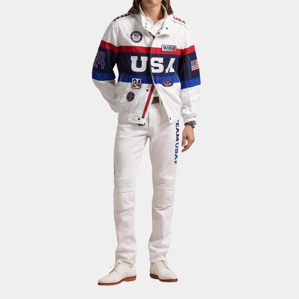 Paris Olympics 2024 Team USA Closing Ceremony White & Blue Jacket - Front Posture View