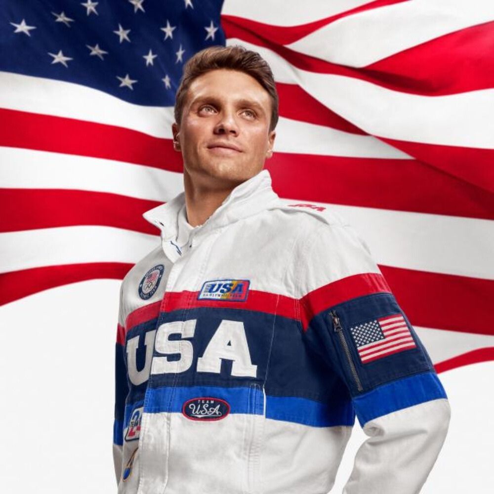 Paris Olympics 2024 Team USA Closing Ceremony White & Blue Jacket - Side View