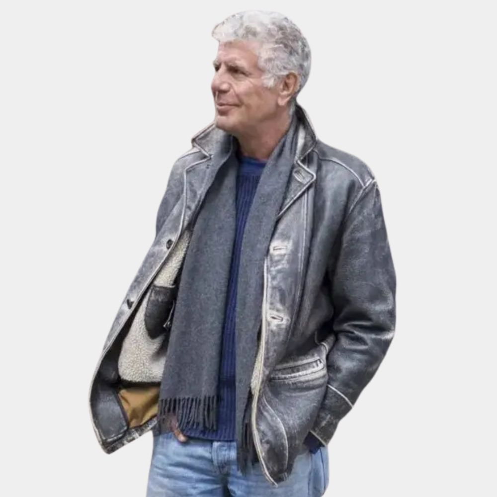 Parts Unknown  Anthony Bourdain Black Leather Jacket - Front View