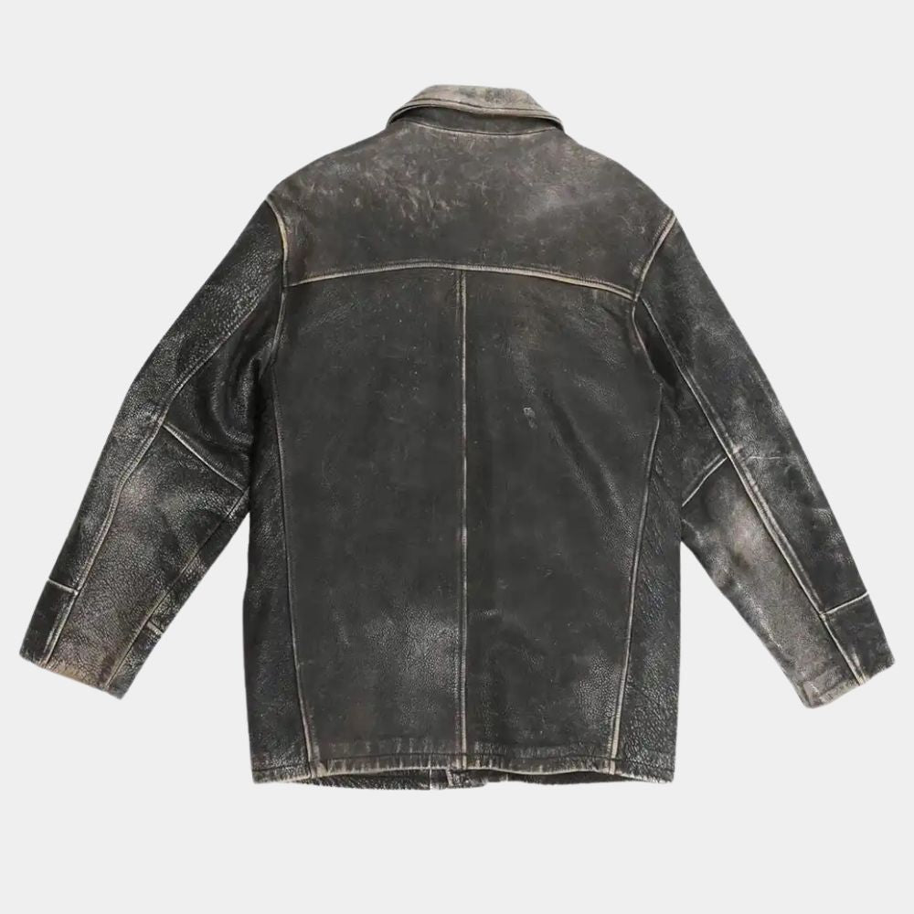 Parts Unknown  Anthony Bourdain Black Leather Jacket - Mannequin Back View