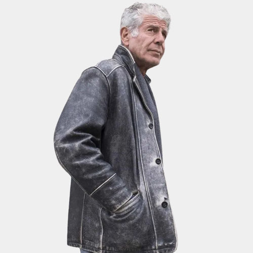 Parts Unknown  Anthony Bourdain Black Leather Jacket - Side View
