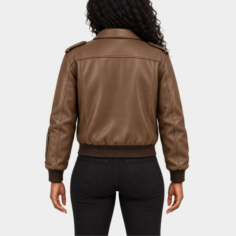 Clarisse La Rue Brown Bomber Jacket