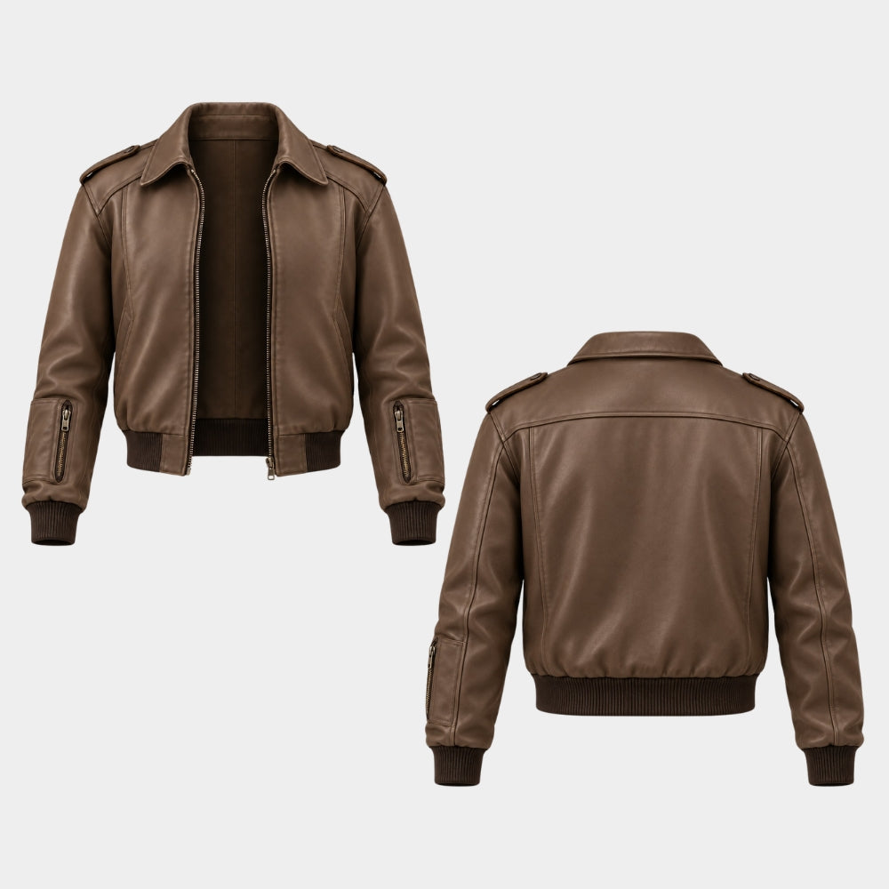 Clarisse La Rue Brown Bomber Jacket