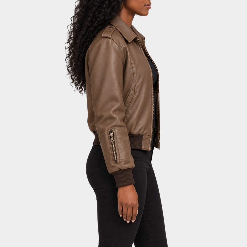 Clarisse La Rue Brown Bomber Jacket