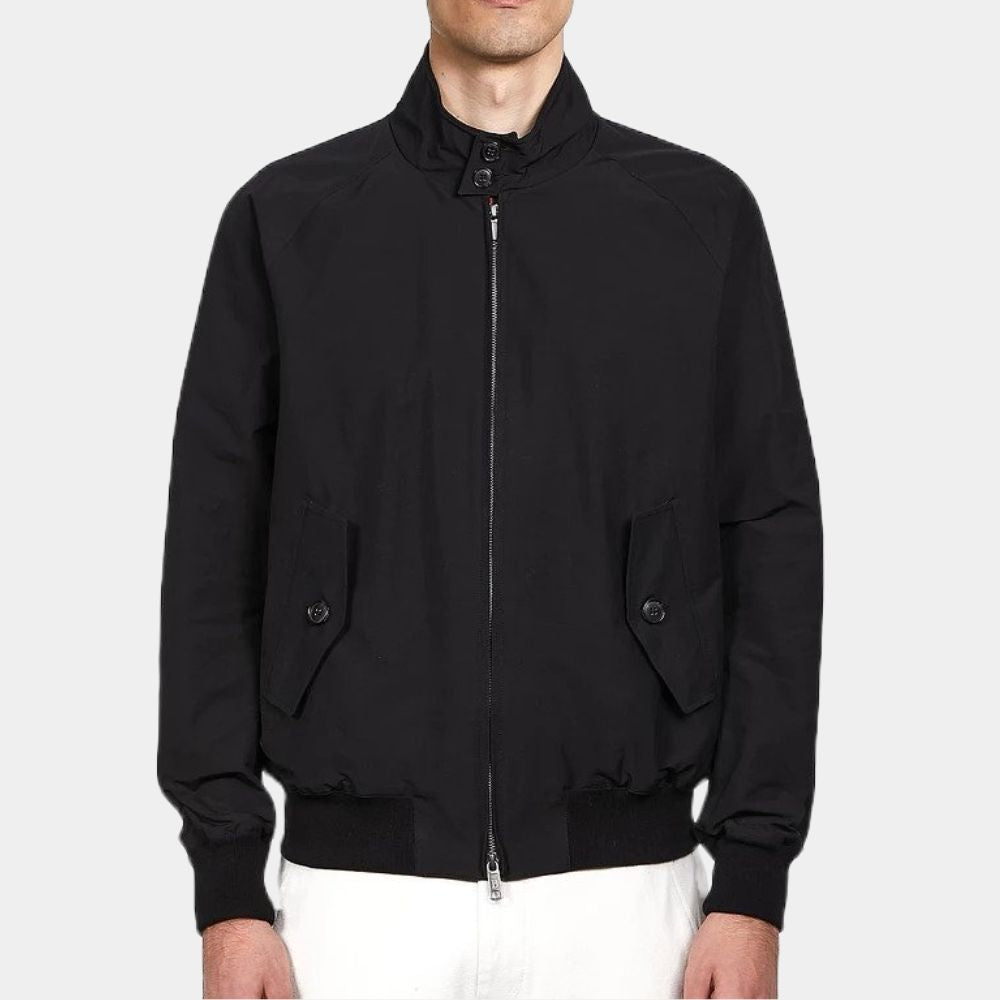 Pierce Brosnan History’s Greatest Heists Black Cotton Harrington Jacket - Front View