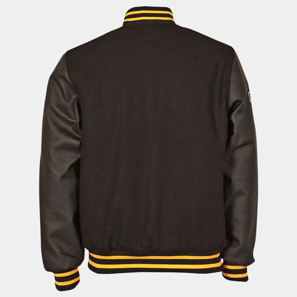 Pittsburgh  Pittsburgh pirates Varsity Jacket with Leather Sleeves - Mannequin Back View