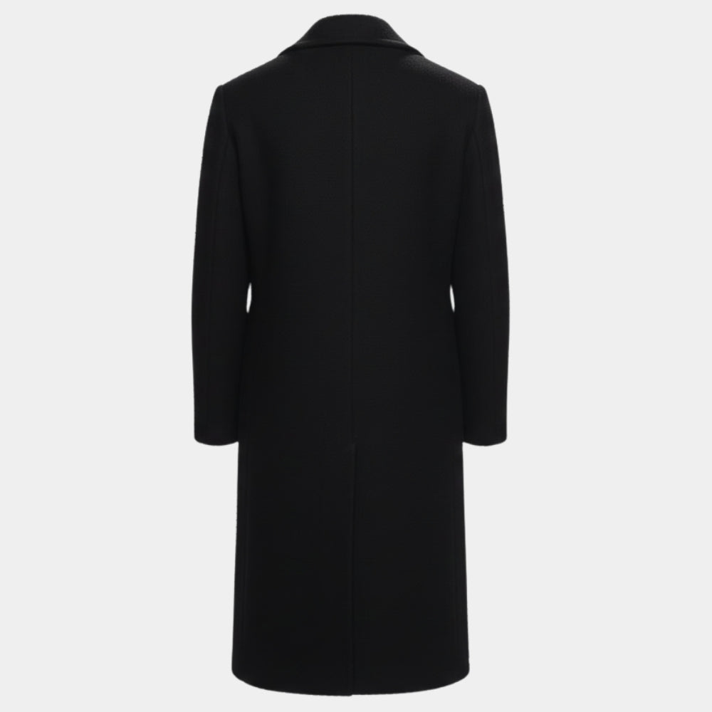 Polar  Mads Mikkelsen aka Duncan Vizla Black Wool Long Coat - Mannequin Back View