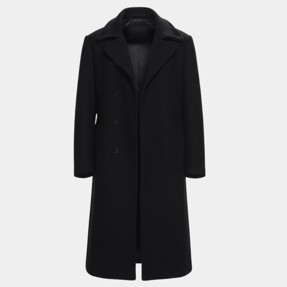 Polar  Mads Mikkelsen aka Duncan Vizla Black Wool Long Coat - Mannequin Front View