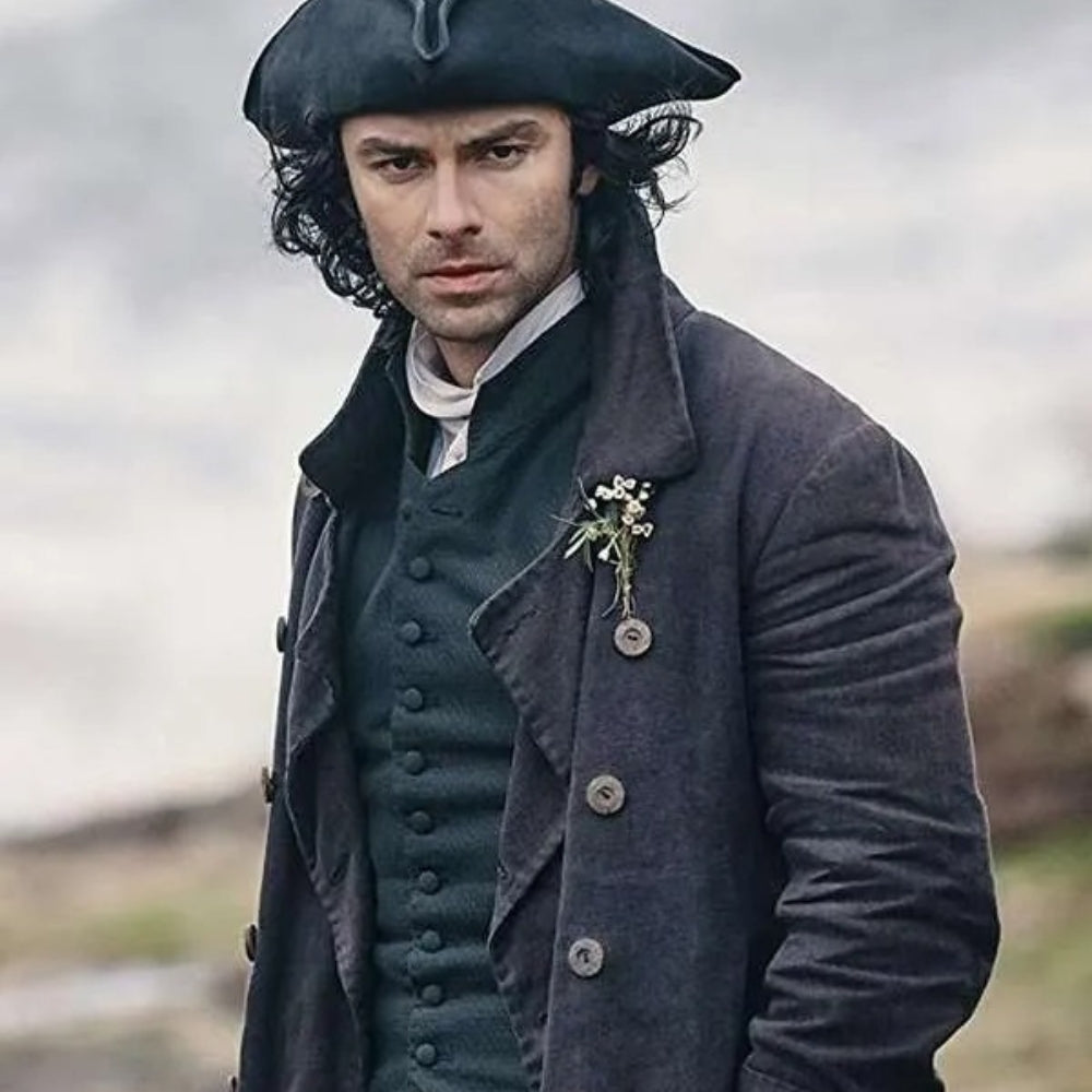 Poldark Aidan Turner Grey Long Coat