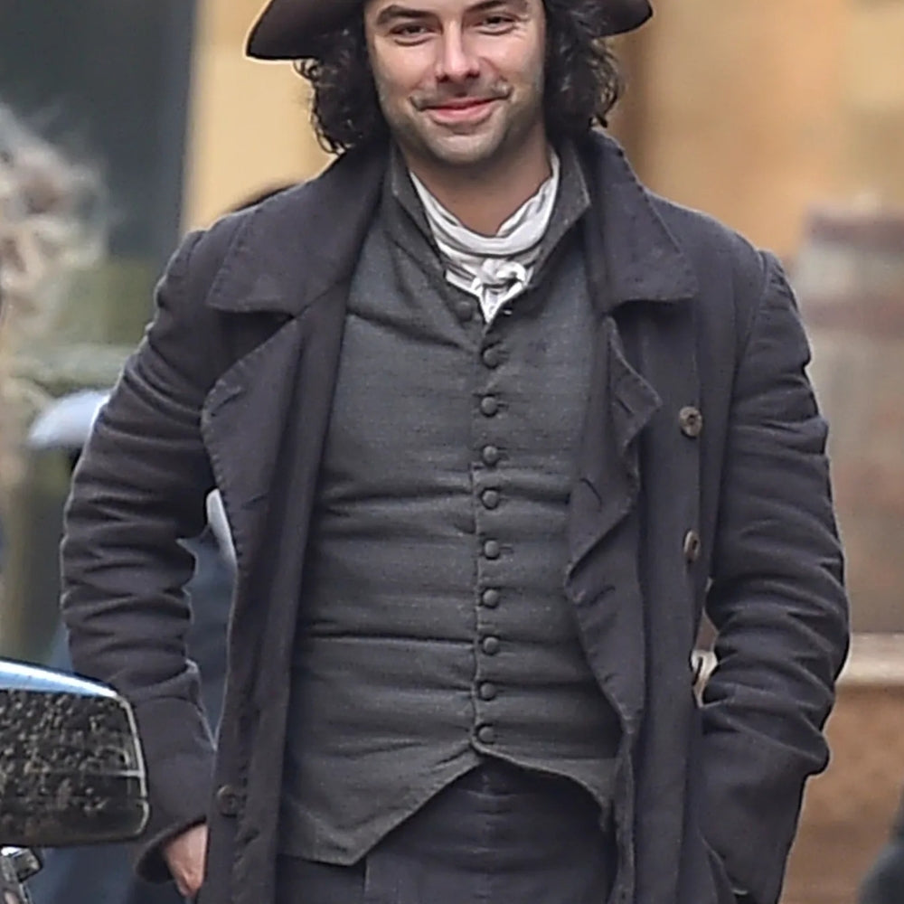 Poldark Aidan Turner Grey Long Coat