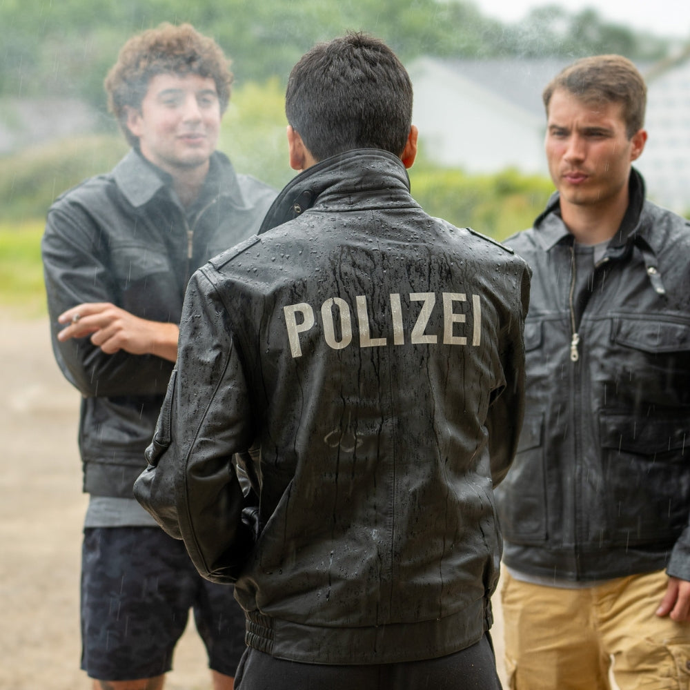 Polizei  Military Surplus Police Leather Jacket - Character View