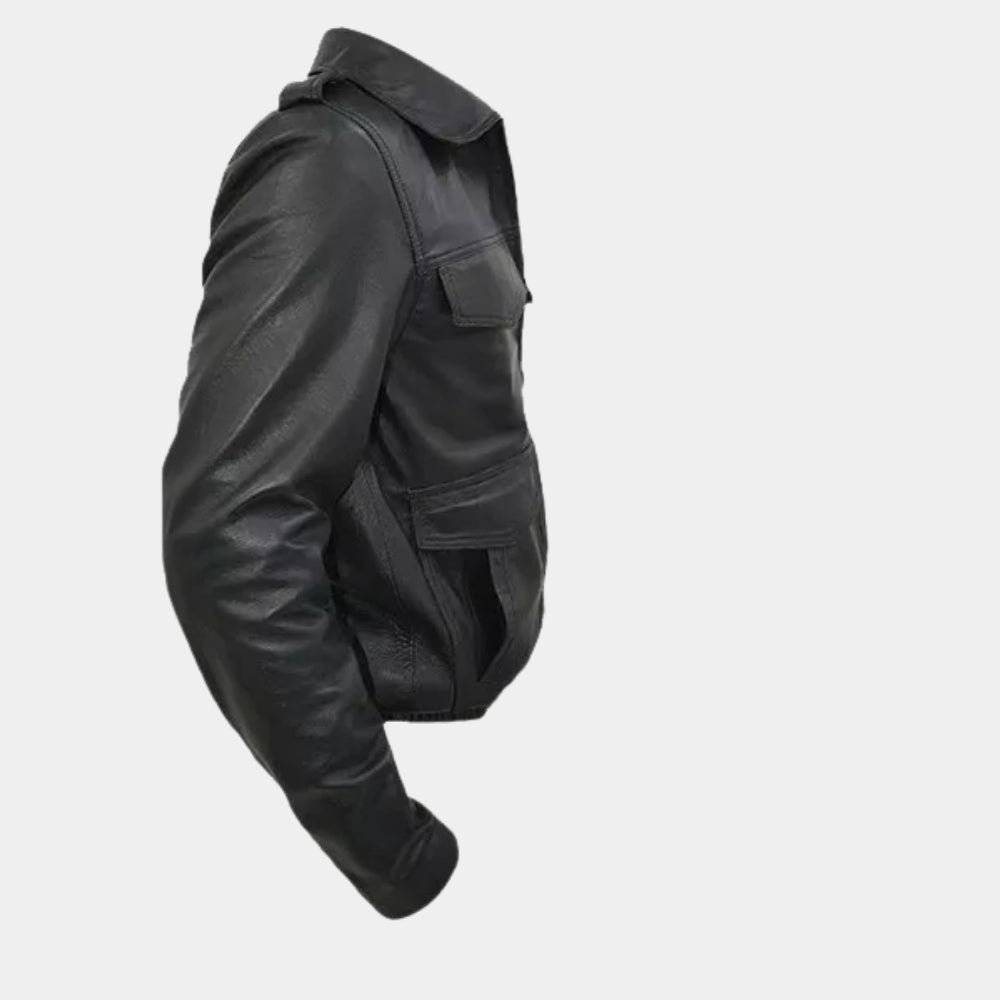 Polizei  Military Surplus Police Leather Jacket - Mannequin Side View