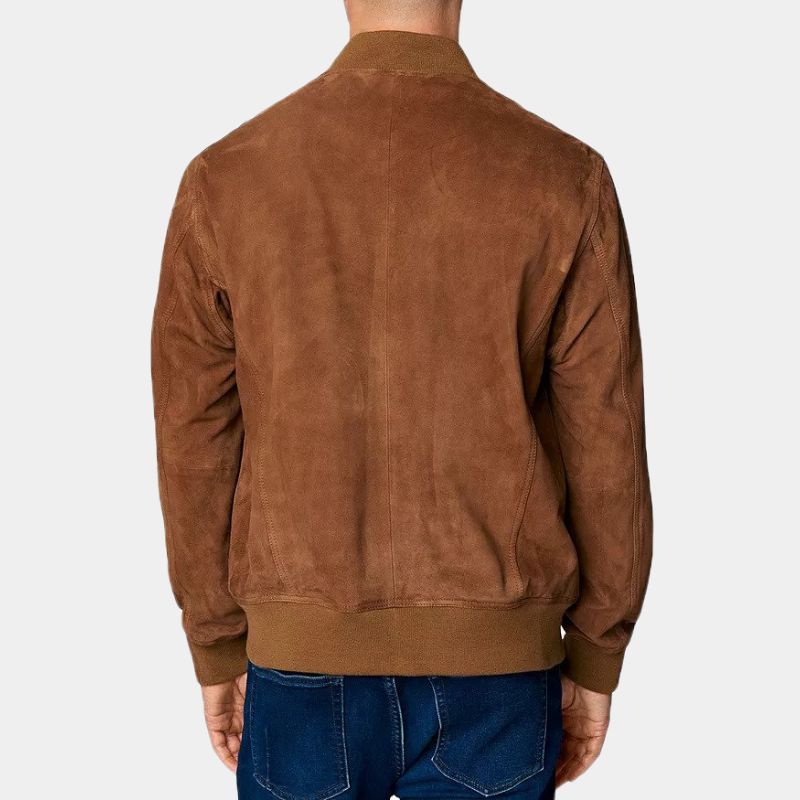 Pulp Fiction Bruce Willis aka Butch Coolidge Brown Suede Leather Bomber Jacket - Back View