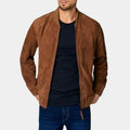 Pulp Fiction Bruce Willis aka Butch Coolidge Brown Suede Leather Bomber Jacket - Front View