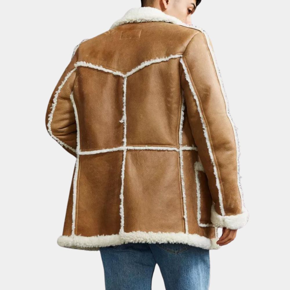 Rafael Men's Vintage Style Rancher Leather Jacket - Back View