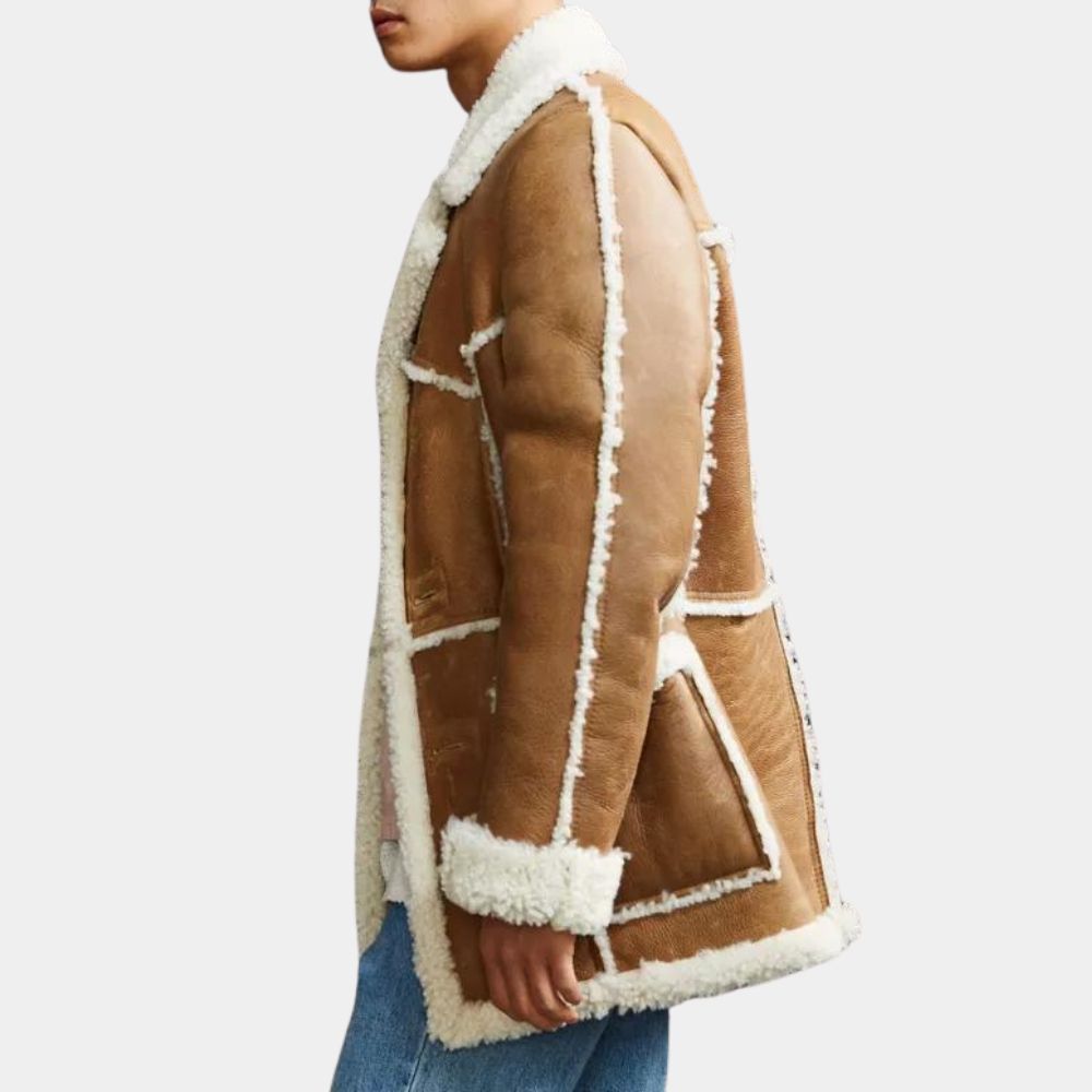 Rafael Men's Vintage Style Rancher Leather Jacket - Side View