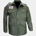 Rambo First Blood Rambo Green Military Jaclet aka Sylvester Stallone WW2 M65 Cotton Military Jacket - Mannequin Front View