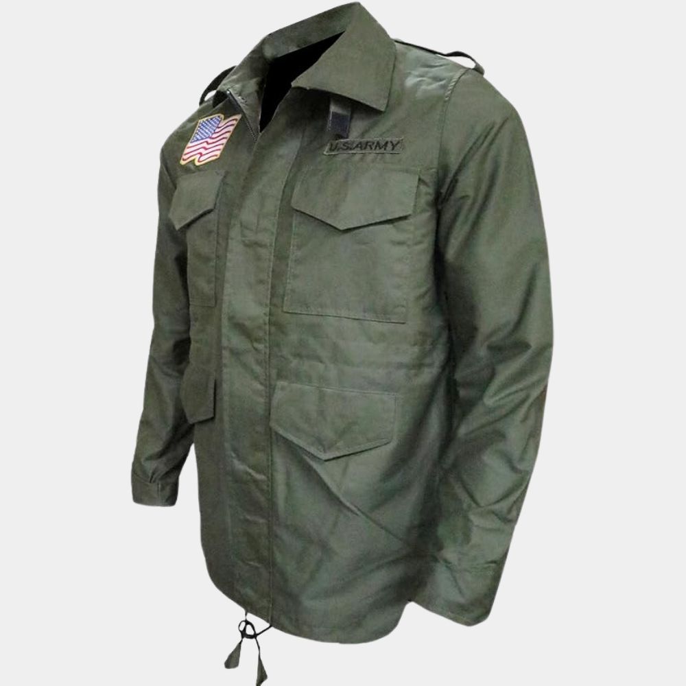 Rambo First Blood Rambo Green Military Jaclet aka Sylvester Stallone WW2 M65 Cotton Military Jacket - Mannequin Pocket View