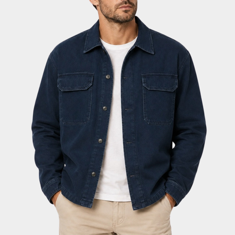 Reacher Alan Ritchson Blue Cotton Jacket