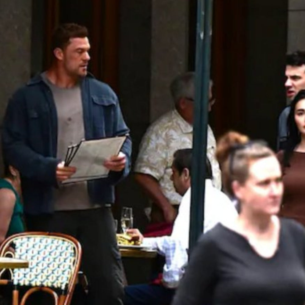 Reacher Alan Ritchson Blue Cotton Jacket