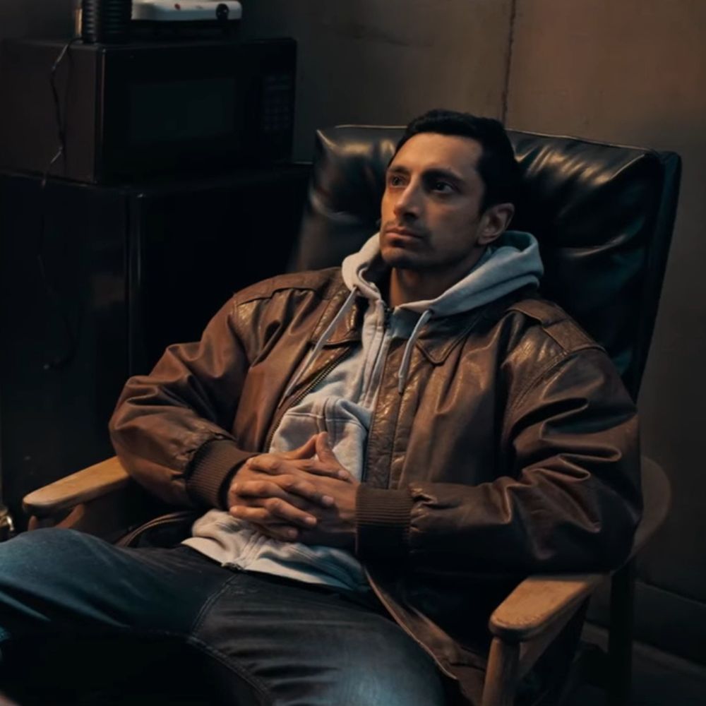 Relay Riz Ahmed (Tom) Leather Bomber Jacket - Character Front View