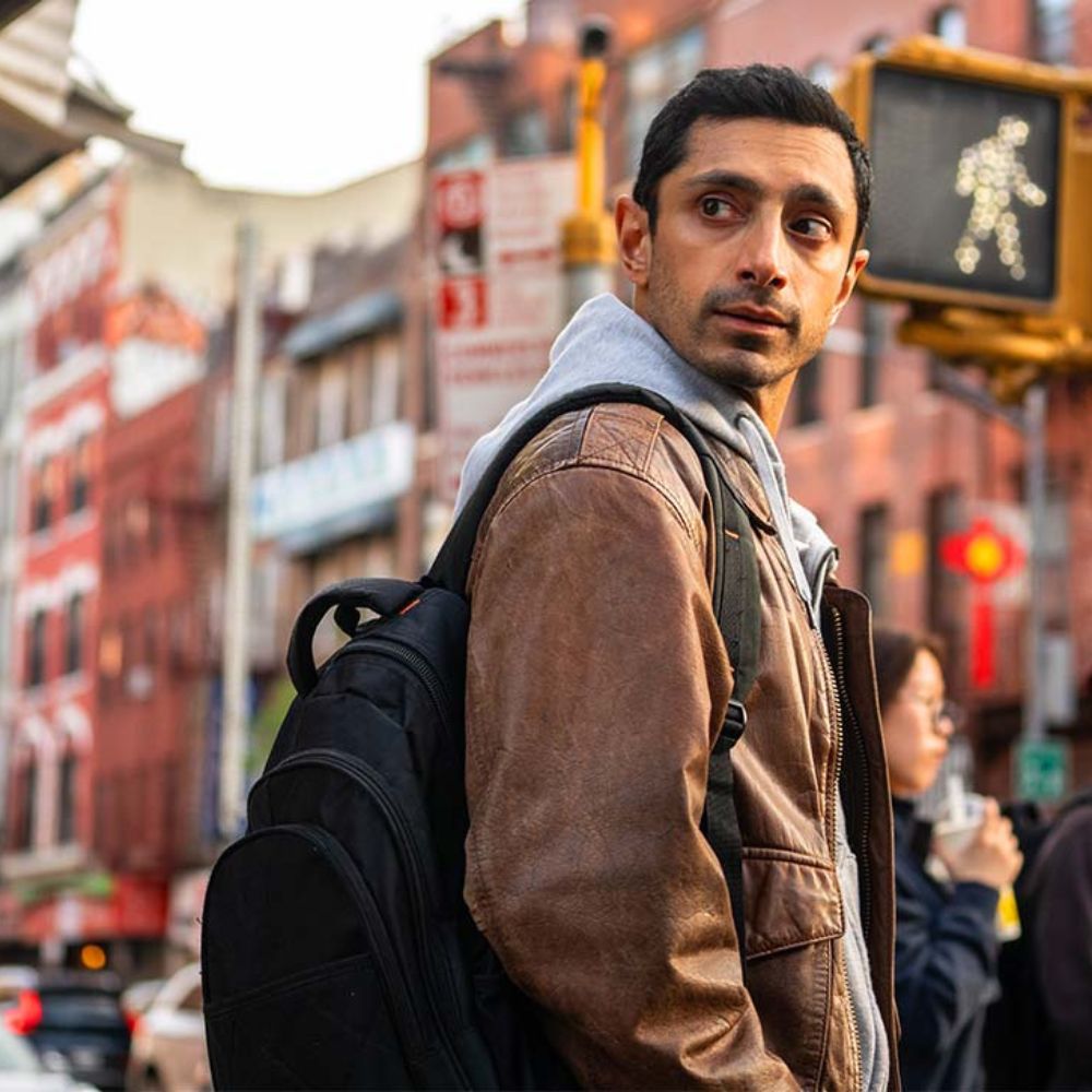 Relay Riz Ahmed (Tom) Leather Bomber Jacket - Character Side View