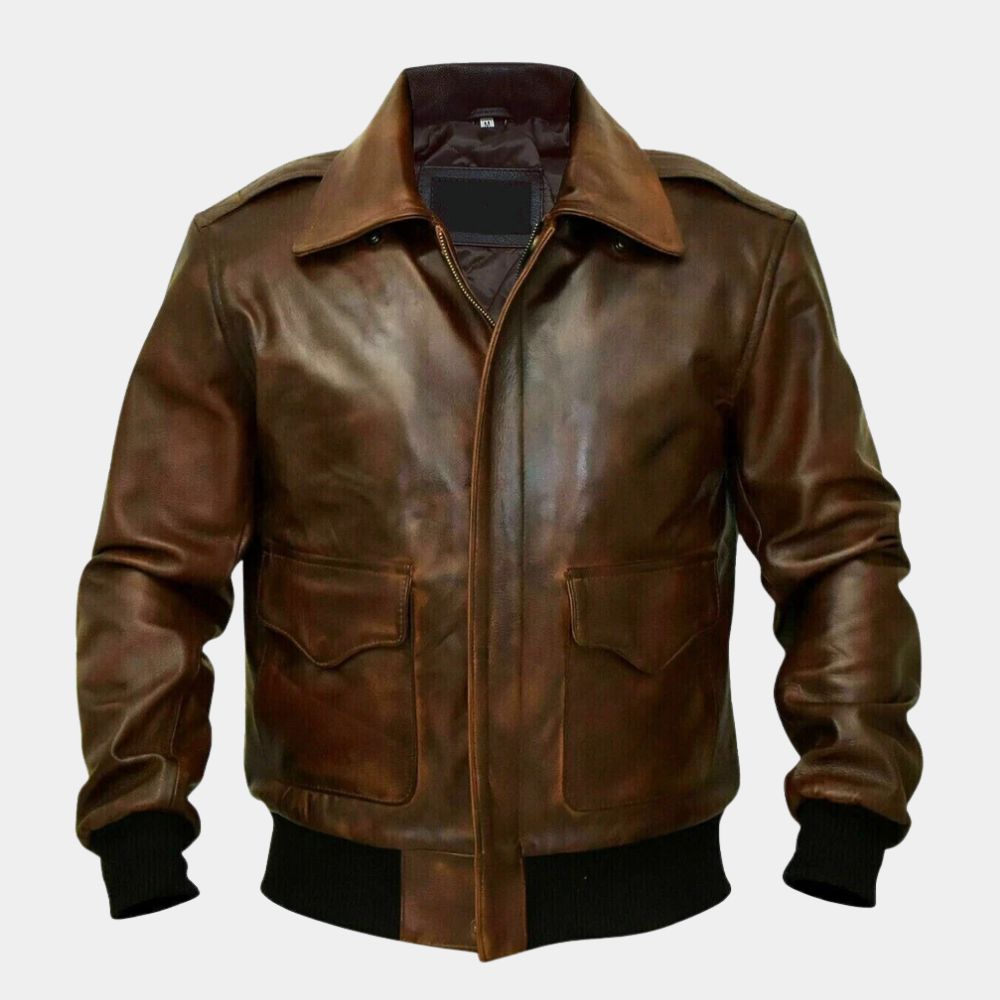 Relay Riz Ahmed (Tom) Leather Bomber Jacket - Mannequin Front View