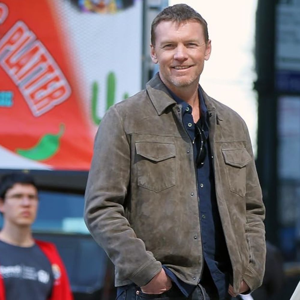 Relay Sam Worthington Suede Leather Jacket in Olive Green Color - Character Front View