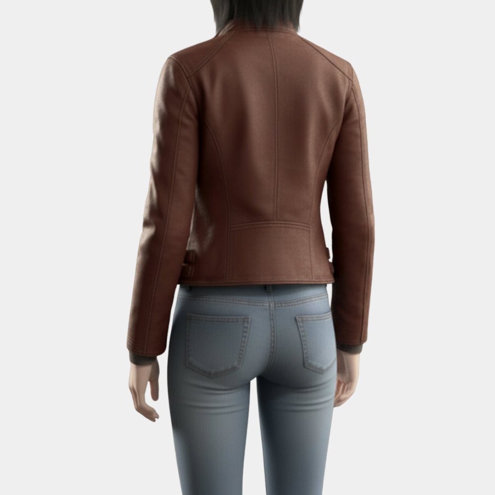 Resident Evil Requiem  RE9 Grace Ashcroft Brown Leather Jacket - Back View