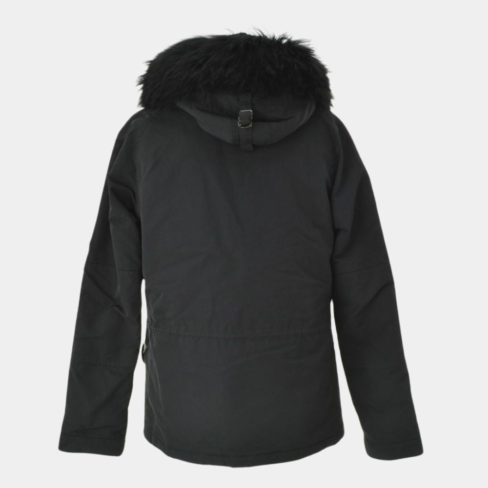 Resident Evil Village 8  Hound Wolf Squad Black Jacket with Fur Hood - Mannequin Back View