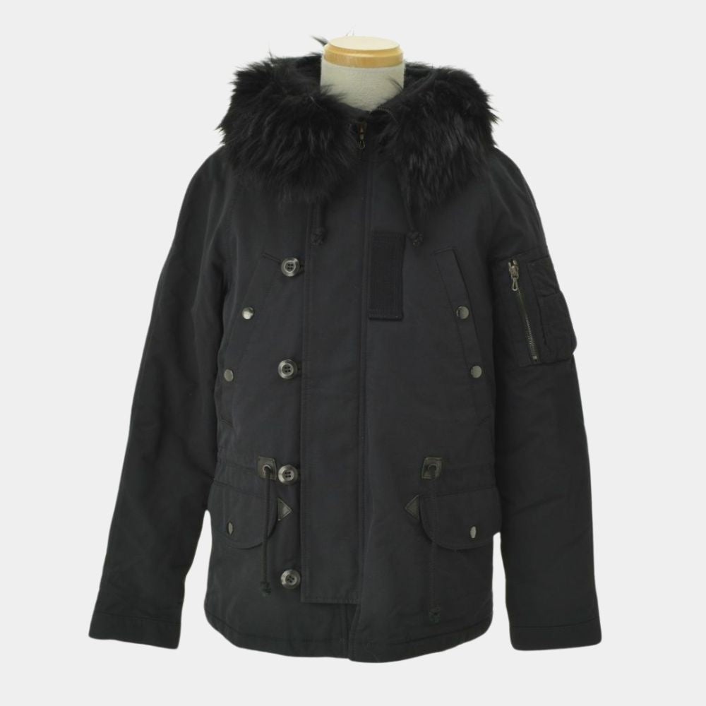 Resident Evil Village 8  Hound Wolf Squad Black Jacket with Fur Hood - Mannequin Front View