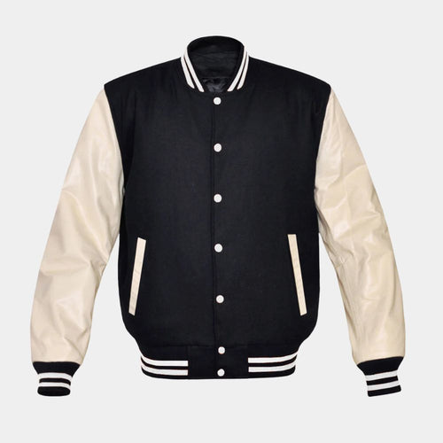 Ride or Die Martin Lawrence Black and Cream Varsity Jacket - Mannequin Front View