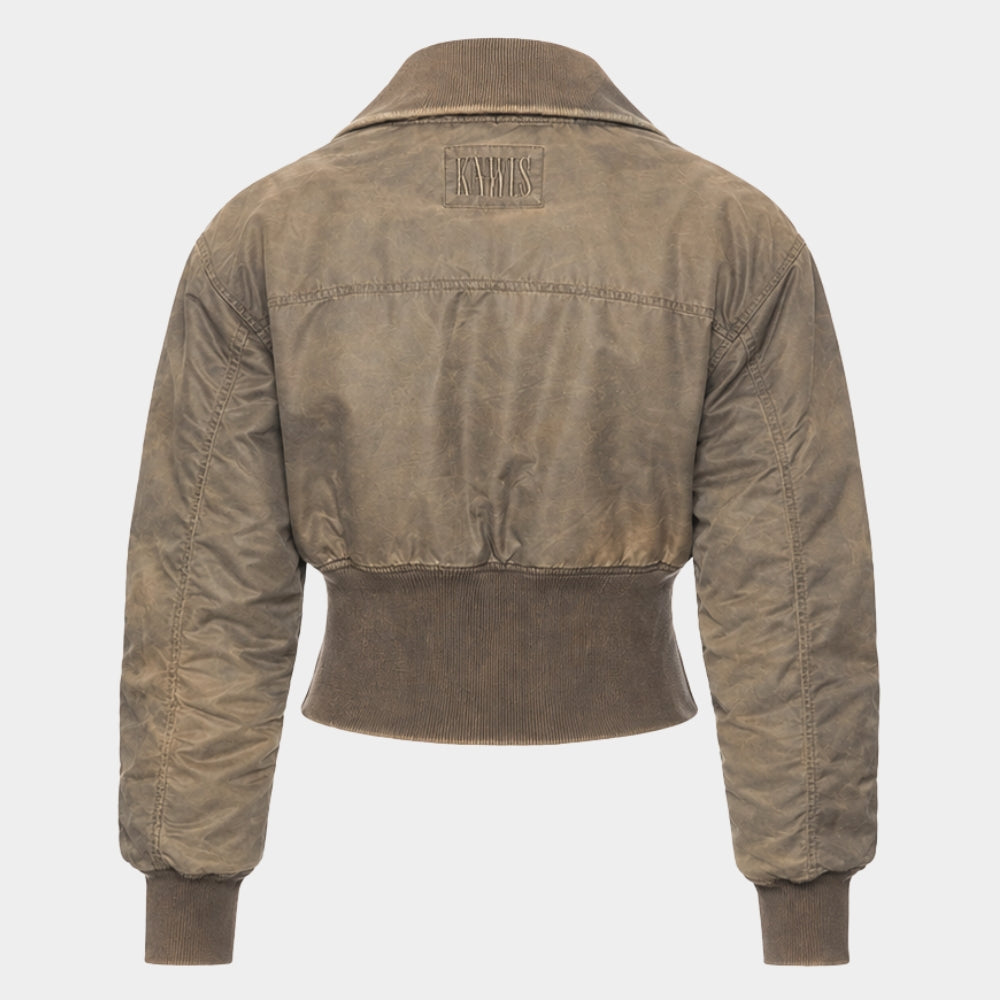 Hannah Waddingham Cropped Bomber Jacket