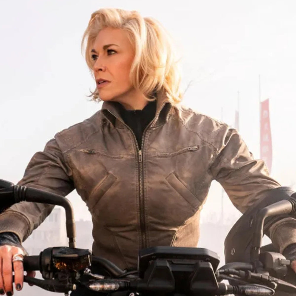 Hannah Waddingham Cropped Bomber Jacket