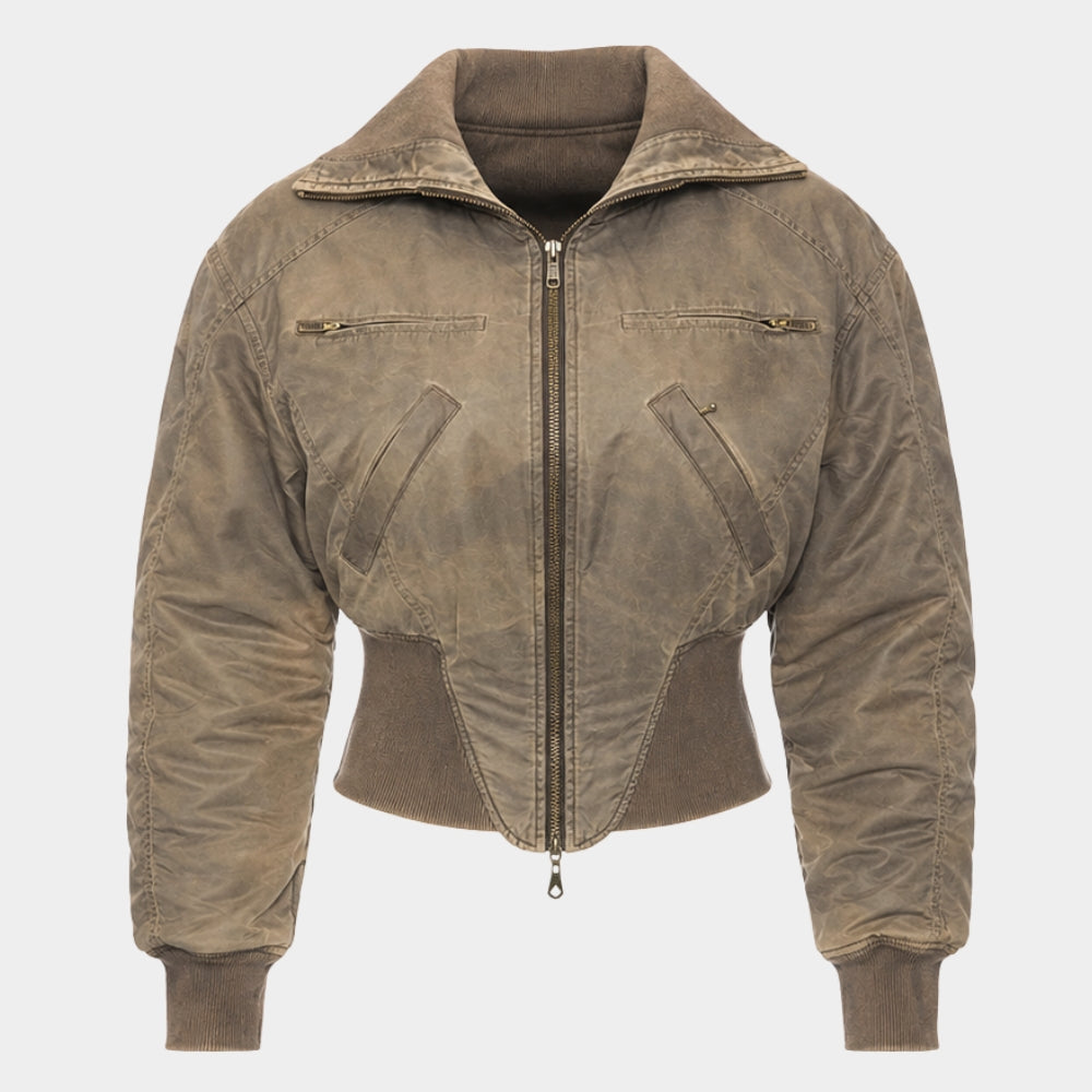 Hannah Waddingham Cropped Bomber Jacket