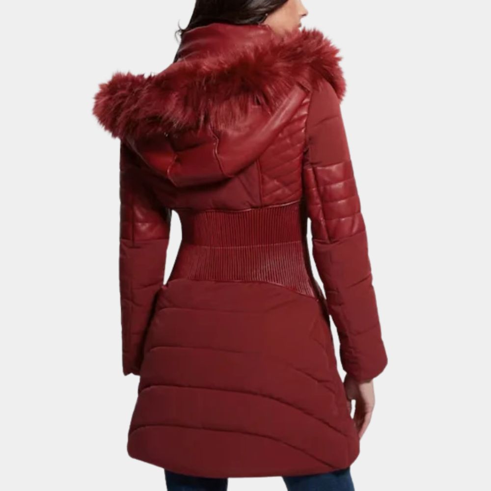 Riff Raff Jennifer Coolidge (Ruth) Red Parka 3/4 Length Jacket - Back View