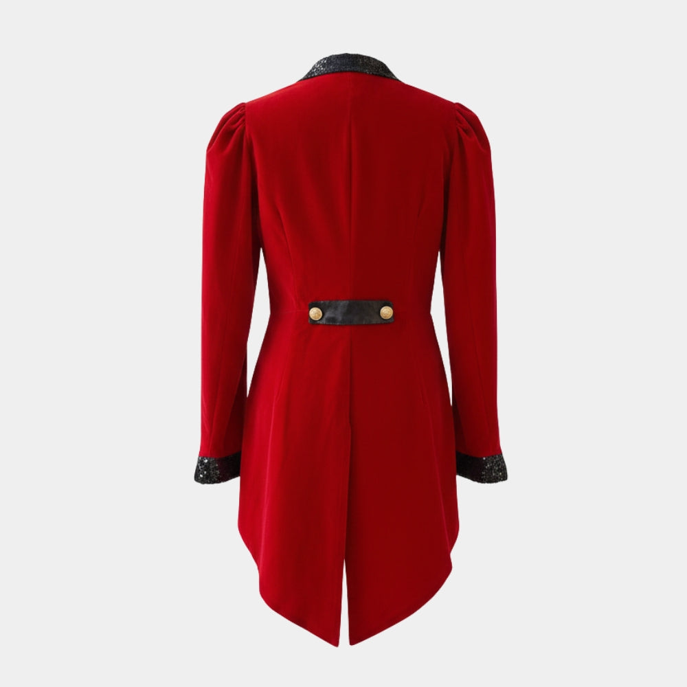 Ringmaster  Red Velvet Halloween Tailcoat - Mannequin Back View