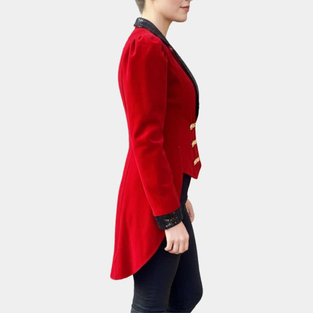 Ringmaster  Red Velvet Halloween Tailcoat - Side View