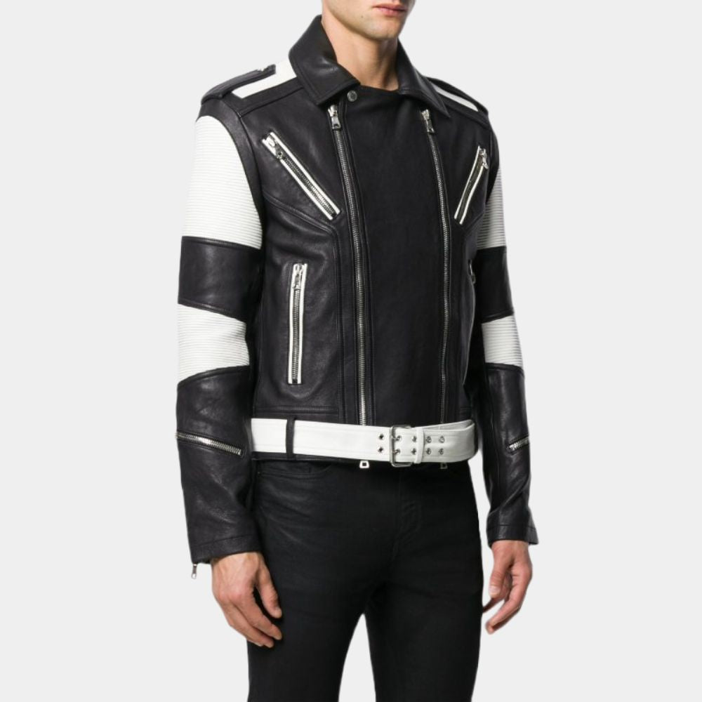 Rofo Black and White Motocross Inspired Jacket - Front View