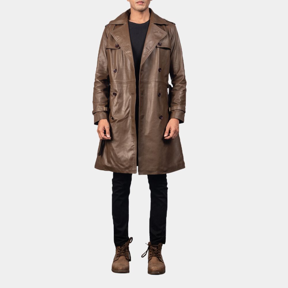 Rorschach Double Breasted 3/4 Length Trench Coat - Front Posture View