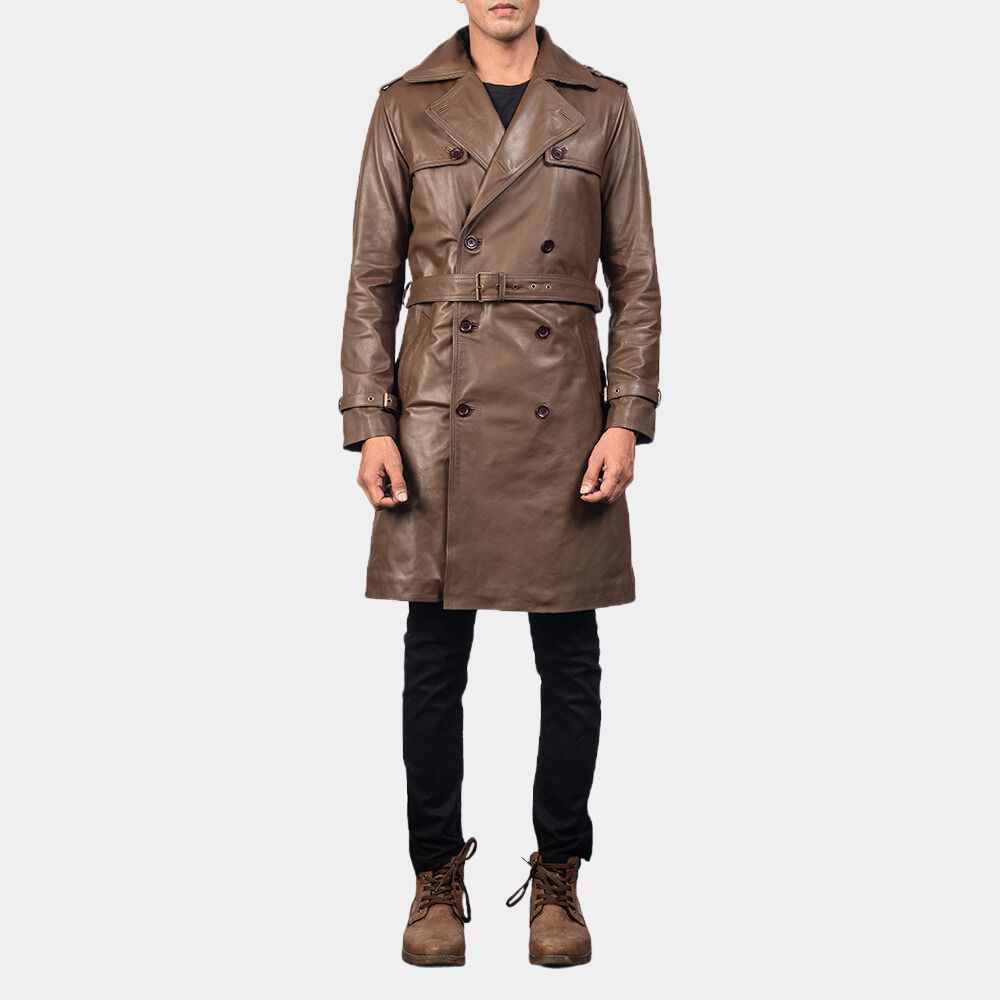 Rorschach Double Breasted 3/4 Length Trench Coat - Front View