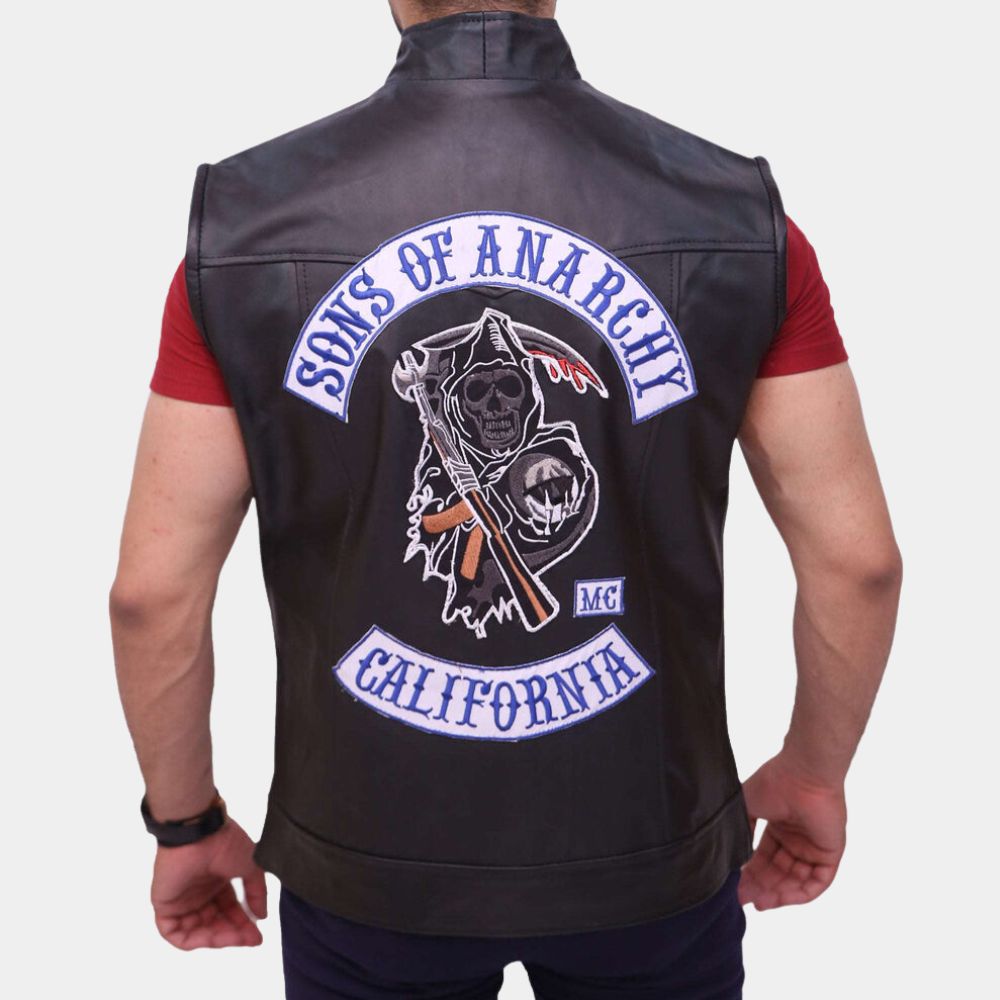 SAO Black Jax Teller Black Biker Jacket - Back View