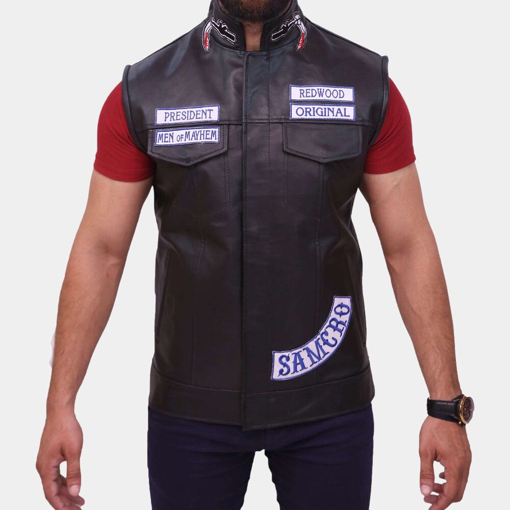 SAO Black Jax Teller Black Biker Jacket - Front View