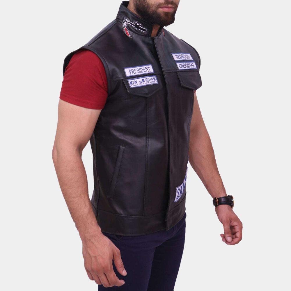 SAO Black Jax Teller Black Biker Jacket - Side View
