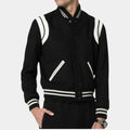 SLP  Teddy Black And White Bomber Jacket - Front View