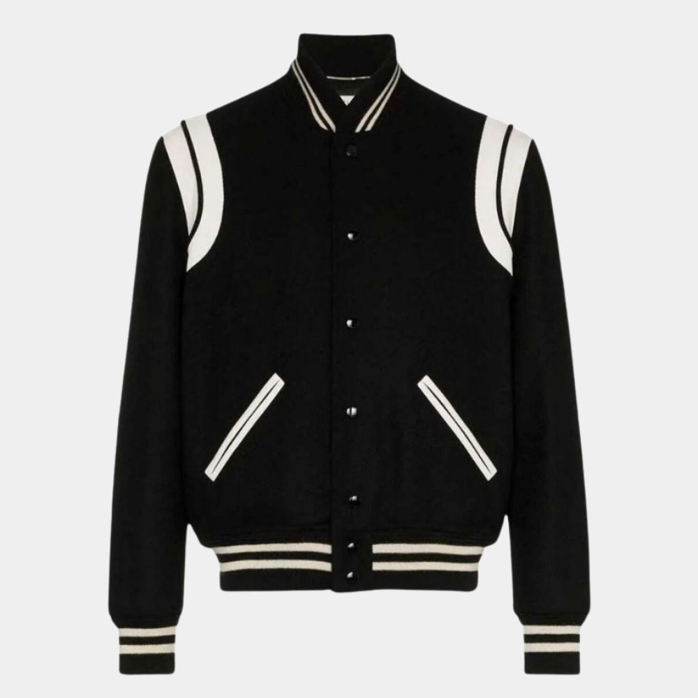 SLP  Teddy Black And White Bomber Jacket - Mannequin Front View