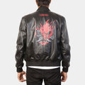 SMITH  Men’s Black Leather Bomber Jacket - Back View