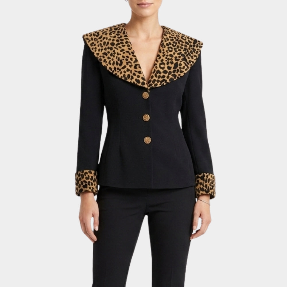 Sabrina Carpenter NYC Leopard Collar Blazer